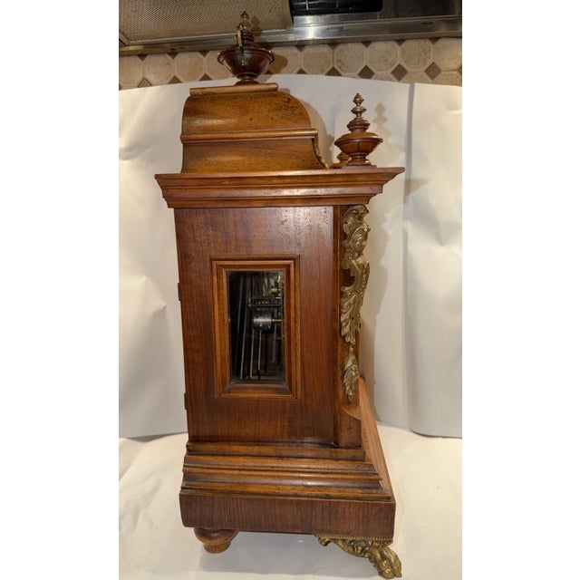 Brown Antique Junghans German Bracket Mantel Clock Westminster Quarter Strike Chimes For Sale - Image 8 of 13