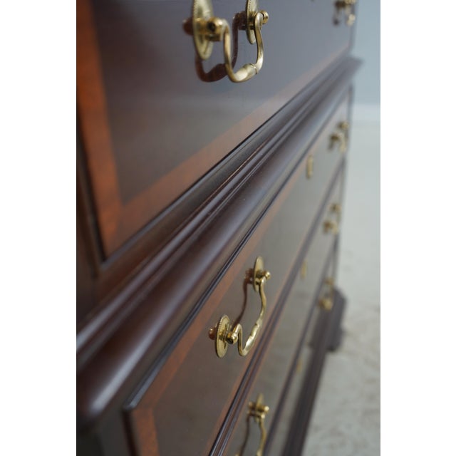 Wood Councill Banded Mahogany High Chest of Drawers For Sale - Image 7 of 15