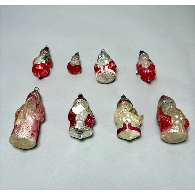 Collection of 8 Antique German Mercury Glass Santa Claus Christmas Ornaments, C. 1920–1940 For Sale - Image 16 of 18
