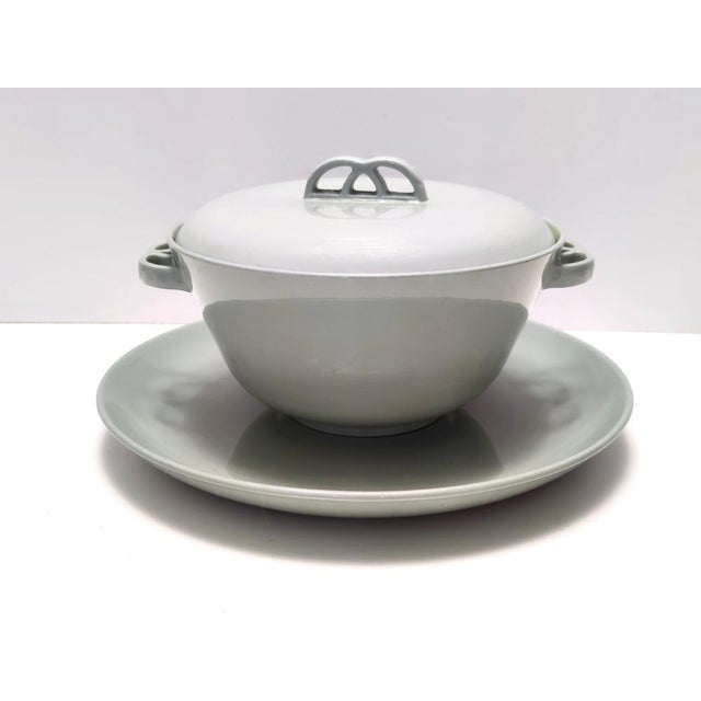 Sage Green Earthenware Serving Centerpiece attributed to Guido Andlovitz for Laveno, 1930s, Set of 2 For Sale - Image 12 of 12