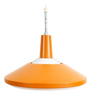 Mid Century Modern Nordisk Solar Pendant Light Fixture Orange Metal Hanging