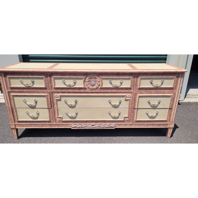 1990s Baker Furniture Painted French Dresser For Sale - Image 9 of 13