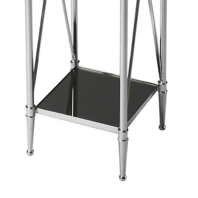 Transitional Deidre Glass & Metal Pedestal Plant Stand, Multi-Color For Sale - Image 3 of 5