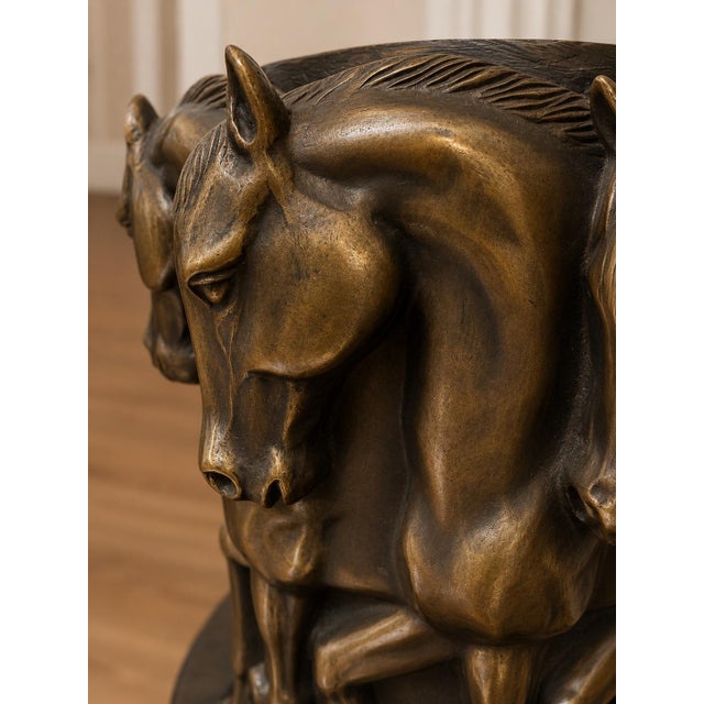 Auguste Moreau Bronze Eight Prancing Horse Vase Sculpture in the Style of Auguste Moreau, Art Nouveau Equestrian Vessel For Sale - Image 4 of 7
