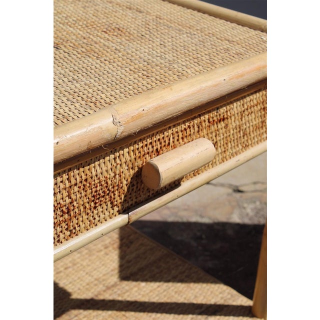 Vintage Italian Bamboo Bedside Tables with Drawer and Shelf, 1950, Set of 2 For Sale - Image 15 of 18