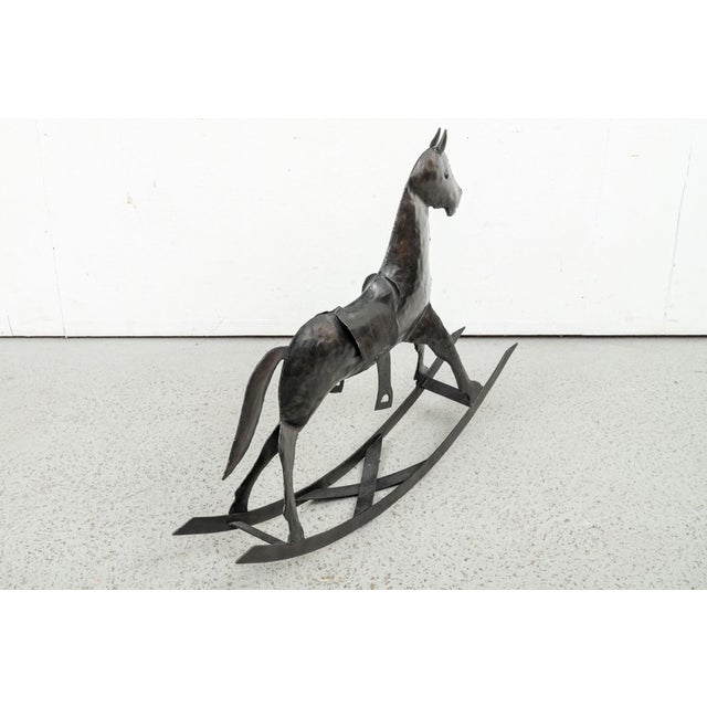Vintage Handmade Hammered Iron Rocking Horse For Sale - Image 4 of 10