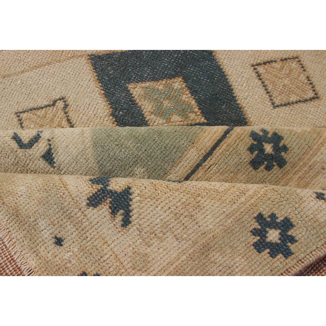 Vintage Turkish Oushak Rug With Bold Geometric Diamond Motifs 4'2 X 7'1 For Sale - Image 10 of 10