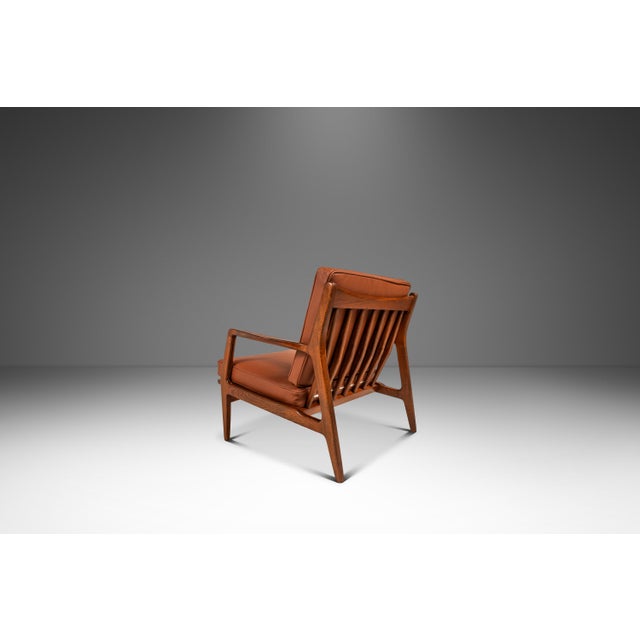 1950s Restored Danish Modern Model 596 Lounge Chair in Beech & Leather Attributed to Lawrence Peabody & Ib Kofod Larsen for Selig, Denmark, C. 1950's For Sale - Image 5 of 18
