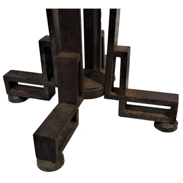 Brass French Art Deco Wrought Iron Pedestal w/ Marble Top, ca. 1920s For Sale - Image 8 of 8