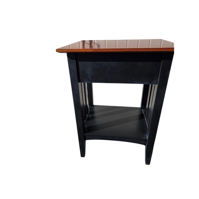 Wood 1990s Ethan Allan American Impressions Night Stand End Side Table Cherry Black For Sale - Image 7 of 13
