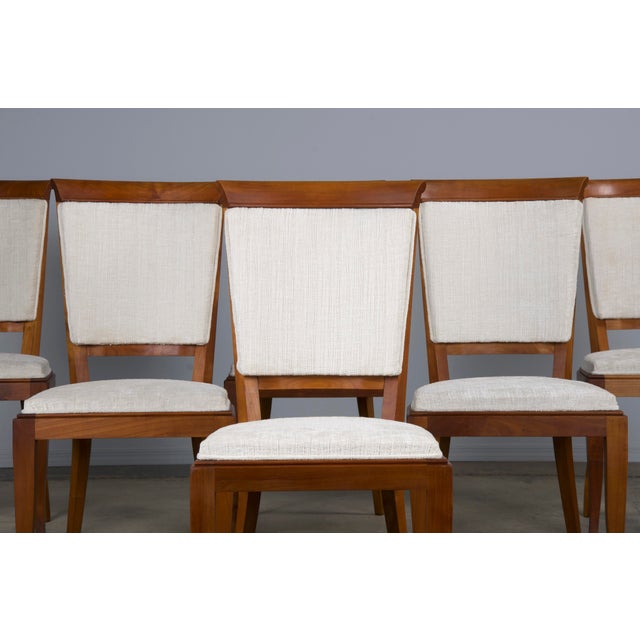 A traditional set of six 1930s French Art Deco dining chairs, sourced from Provence, France. Beautifully hand-crafted from...