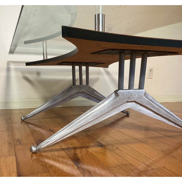 Orange Vintage Glass Birch and Aluminum Rectangular Coffee Table For Sale - Image 8 of 12