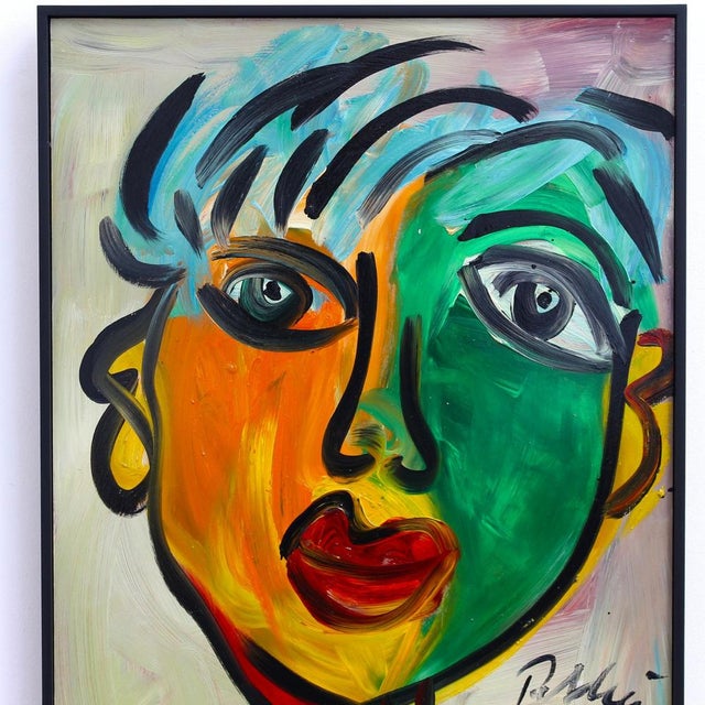 1980s Peter Robert Keil, Portrait of a Woman with Short Hair, 1983, Oil on Board For Sale - Image 5 of 17