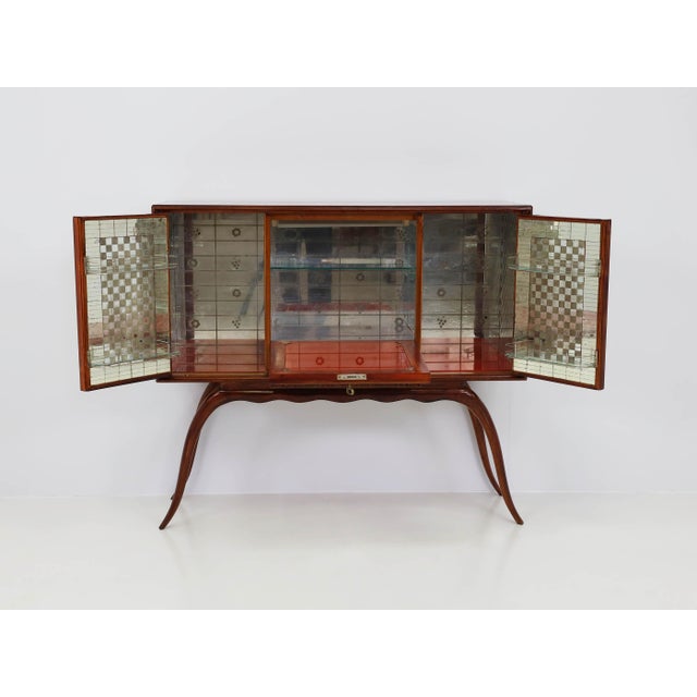 Bar with Slender Legs and Mirrored Interior attributed to Guglielmo Ulrich, Italy, 1952 For Sale - Image 10 of 14