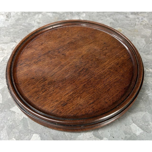 Antique early 19th century English George III mahogany wine coaster or dished top waiter tray. Beautiful grain with...