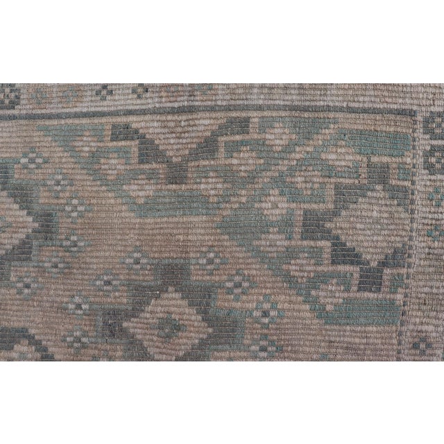 Vintage Turkish Kilim Rug Soft Teal and Beige Geometric Patterns 5'9 X 9'8 For Sale In Atlanta - Image 6 of 10