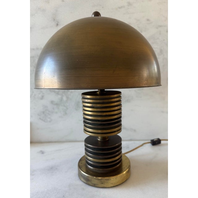 Vintage mid century brass mushroom style table lamp attributed to Swedish designer Hans-Agne Jakobsson (unmarked)....