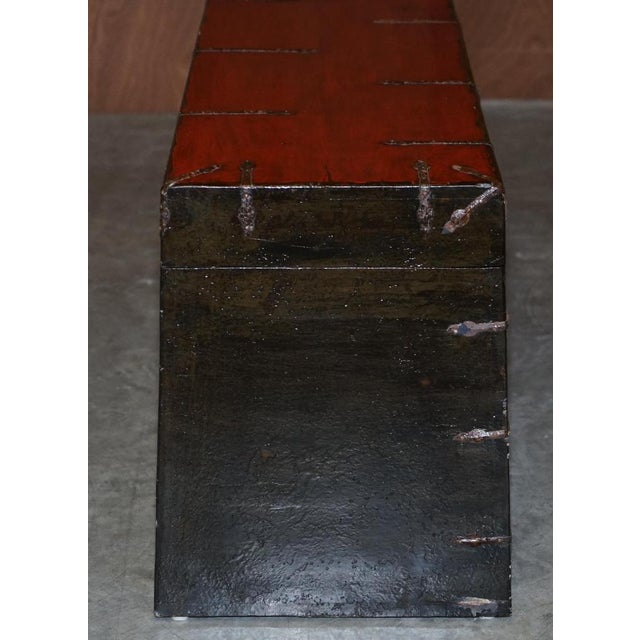 Chinese Hand Painted Linen Trunk For Sale - Image 13 of 18