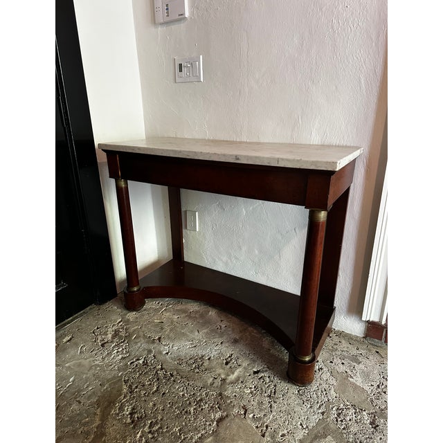 19th Century French Empire Mahogany Console Table | Marble Top | 40.5” For Sale - Image 4 of 5