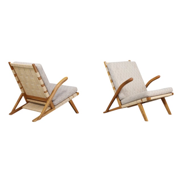 Sculptural Oak Lounge Chairs, Europe, 1960s, Set of 2 For Sale