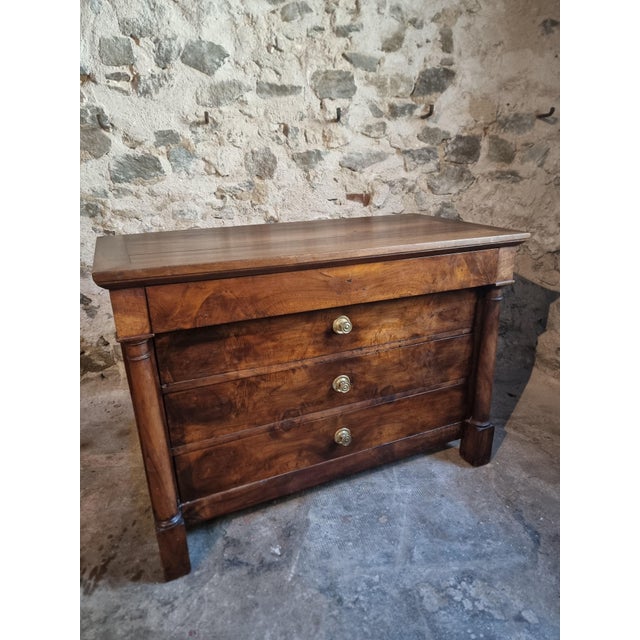 Brown French Empire Walnut Commode, Early 19th Century For Sale - Image 8 of 18
