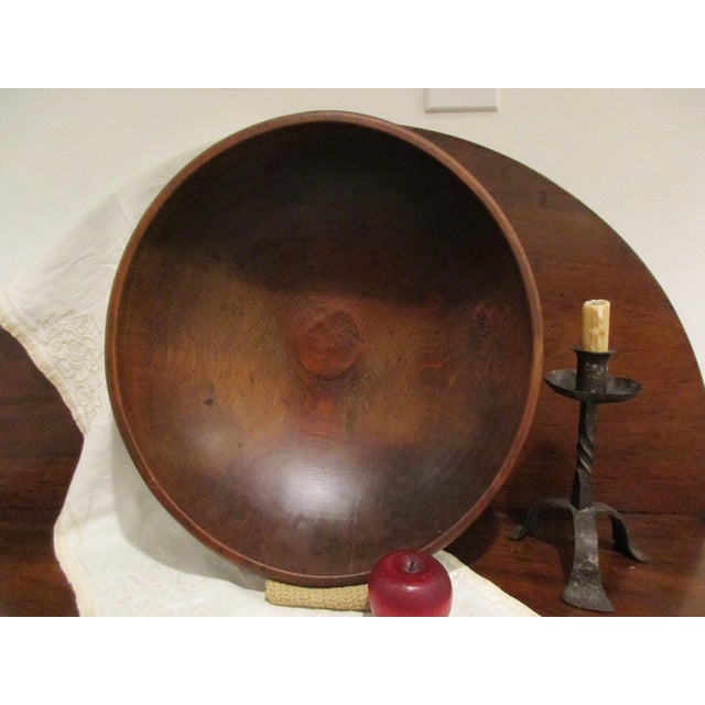 1800s Antique New England Hand Turned Black Ash Wood Treen Dough Bowl Chairish