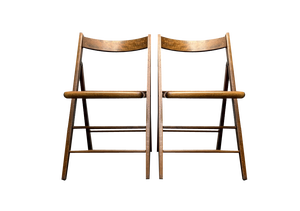 Set of Mid-Century Wooden Folding Chairs with Viennese Wicker Seats, 1960s