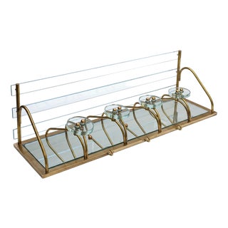 Vintage Wall-Mounted Coat Rack with Hat Rack in Brass, 1950s For Sale