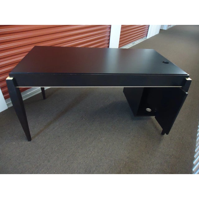 Mid-Century Modern Dark Wood Tanker Desk For Sale - Image 11 of 13