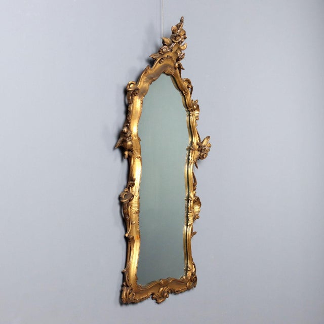 Baroque Style Mirror in Gilded Wood For Sale - Image 4 of 12