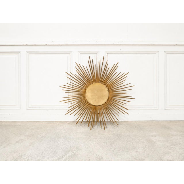 1950s Large Antique Sunburst Mirror from Chaty Vallauris, 1950s For Sale - Image 5 of 7
