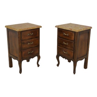 Pair Zichele Italian French Style Marble Top Nightstands For Sale