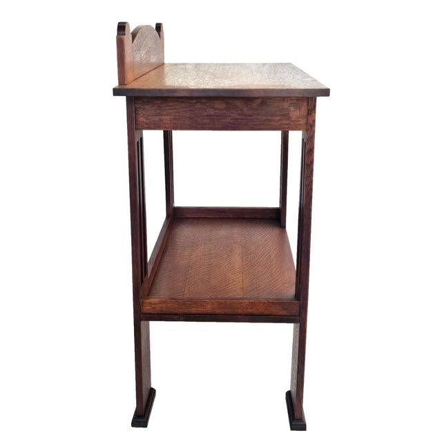 1900 - 1909 Antique 1900s Arts & Crafts Tiger Oak Console Table Attributed to Liberty & Co. For Sale - Image 5 of 17