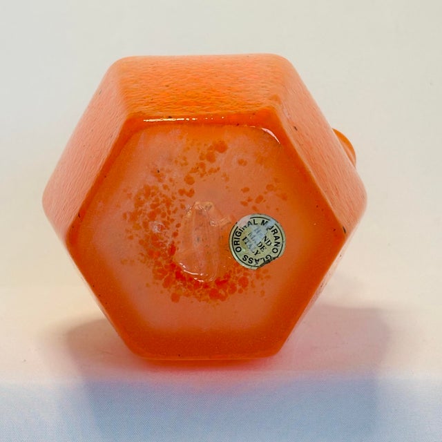Glass Mid-Century Tangerine Hand-Blown Murano Glass Vases - a Pair For Sale - Image 7 of 12
