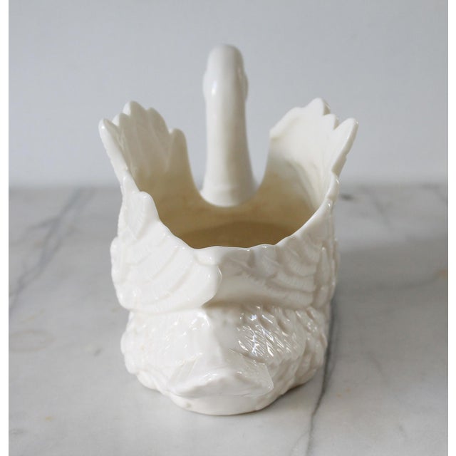 Vintage White Porcelain Swan Planter For Sale - Image 10 of 11