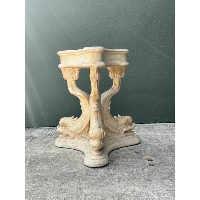 Vintage Plaster Dolphin Base Glass Dining Table For Sale - Image 11 of 12
