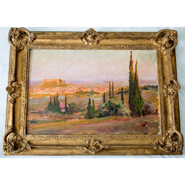 Frédérico Ayrés, Mediterranean Landscape, 1920, Oil on Canvas For Sale - Image 4 of 4