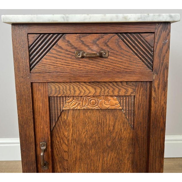 French Bedside Table with Marble Top For Sale - Image 3 of 12
