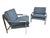 Mid-Century Modern Vintage Milo Baughman Style Flat Bar Chrome Arm Chairs - Set of 2 For Sale - Image 3 of 8