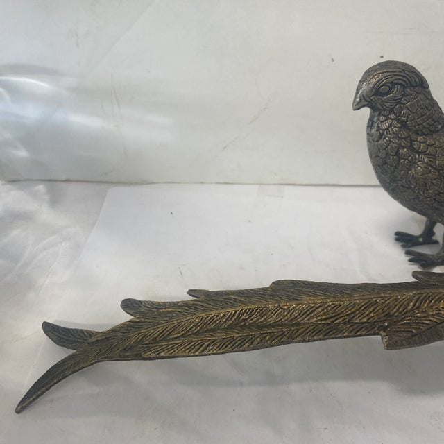 Hollywood Regency Pair of 1980s Hollywood Regency Style Metal Pheasants For Sale - Image 3 of 12