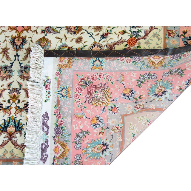 Vintage Silk Persian Tabriz Rug For Sale - Image 4 of 15