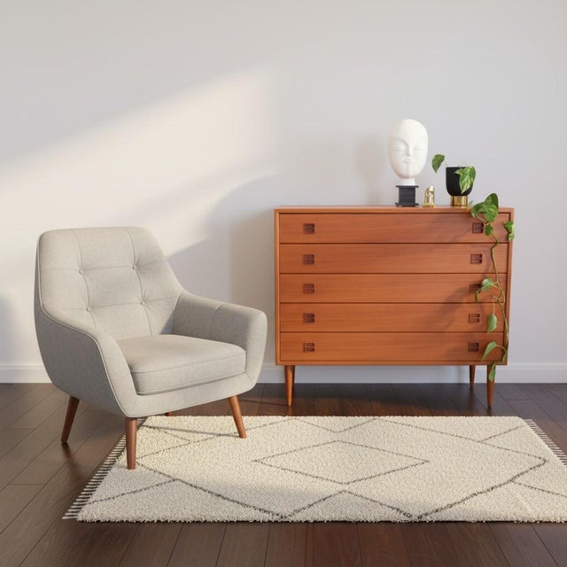 Danish Wide Teak Chest of Drawers with Five Drawers, 1960s For Sale - Image 15 of 17