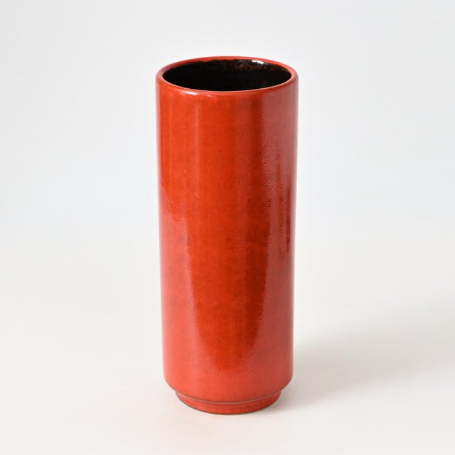Orange German Orange Ceramic Vase, 1970s For Sale - Image 8 of 10