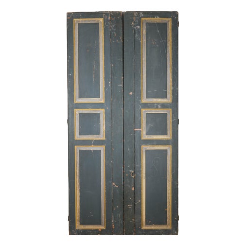 Vintage Painted Double Door For Sale