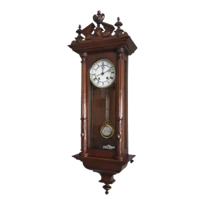 1891 Wall Clock With Pendulum and Finials, Wooden Mechanical Chiming Regulator Lenzkirch From Germany Black Forest