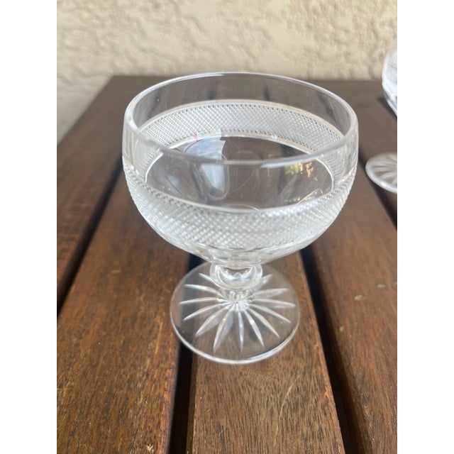 Antique Waterford Crystal Colleen Pattern Champagne Coupes Glasses - Set of 7 For Sale In Santa Fe - Image 6 of 8