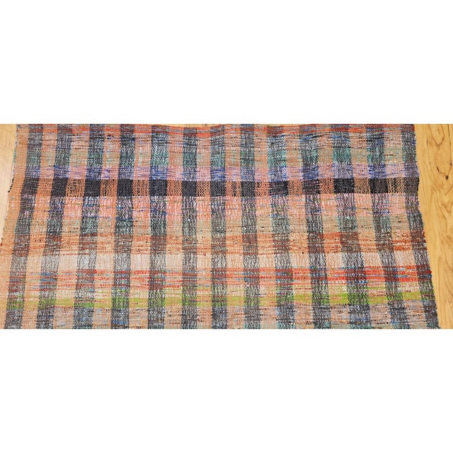Vintage 1920s American Rag Runner, Handwoven Wool & Cotton Stripes, 4x9 For Sale - Image 12 of 16