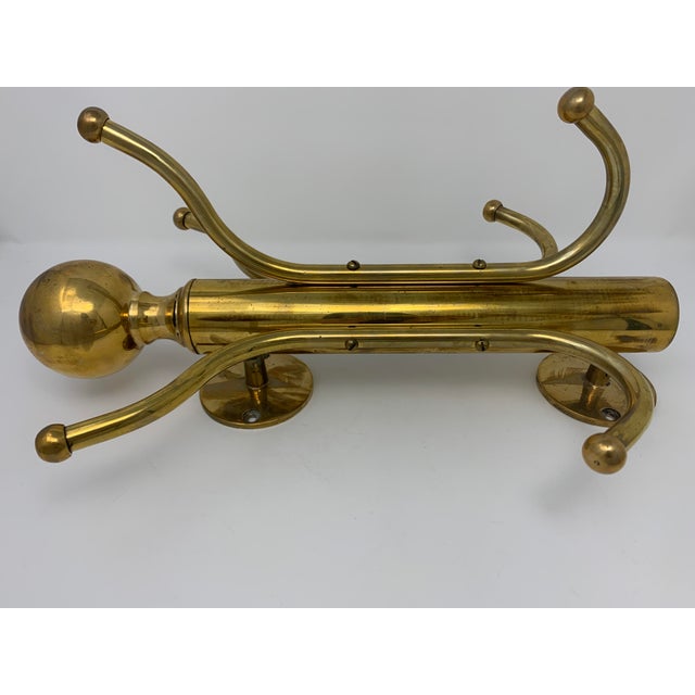 Vintage Brass Coat Rack With Ball Finial and Six Hooks Chairish