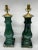Pair of glazed terracotta green baluster lamps. Circa Late 19th to Early 20th Century