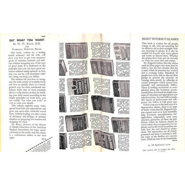1940s "Eat What You Want! A Sensible Guide to Good Health Through Good Eating" 1942 Bauer, W. W., m.d., and Bauer Florence Marvyne For Sale - Image 5 of 8